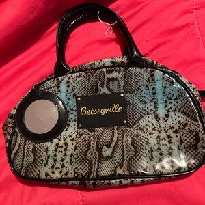 Betseyville Betsey Johnson Colorful Vinyl Snake Print Cosmetic bag